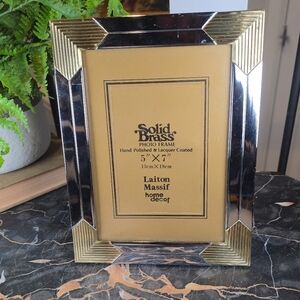Vintage 5x7 Solid Brass Frame Two-Tone Gold Chrome Art Deco NOS Laiton Massif